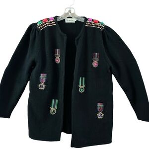Vintage Embroidered and Bejeweled Embellished Wool/Angora Cardigan by Magnolia